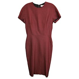 Victoria Beckham-Victoria Beckham Stretch Jacquard Midi Dress in Burgundy Cotton-Red,Dark red