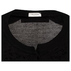 Valentino Garavani-Valentino Lace Cardigan in Black Cashmere -Black