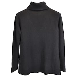 The row-The Row Ribbed Turtleneck Sweater in Black Wool-Black