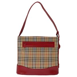 Autre Marque-Burberrys Nova Check Shoulder Bag Canvas Beige Red Auth 74385-Red,Beige