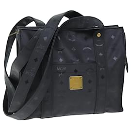 MCM-MCM Vicetos Logogram Tote Bag Coated Canvas Black Auth 75146-Black