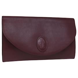 Cartier-Bolsa clutch CARTIER Couro Vinho Tinto Auth bs14277-Outro