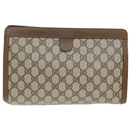 Gucci-GUCCI Pochette GG Supreme Web Sherry Line PVC Beige Rosso 89 01 033 Auth yk12536-Rosso,Beige