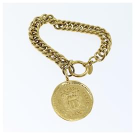 Chanel-Pulseira CHANEL corrente metal ouro CC Auth am6146-Dourado