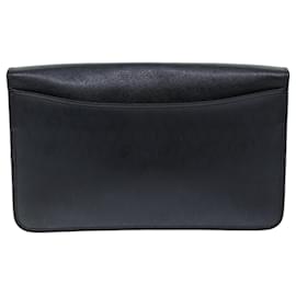 Christian Dior-Christian Dior Honeycomb Canvas Clutch Bag PVC Leather Black Auth 74029-Black