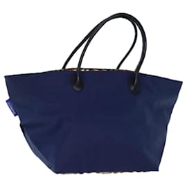 Autre Marque-Burberrys Nova Check Blue Label Tote Bag Nylon Navy Auth bs14253-Navy blue