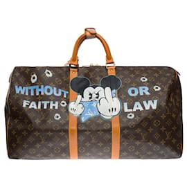 Louis Vuitton-LOUIS VUITTON Keepall Bag in Brown Canvas - 33355121174-Brown