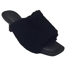 Autre Marque-Lafayette 148 New York Black Shearling Slide Sandals-Black