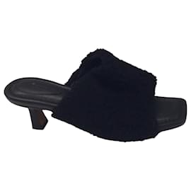 Autre Marque-Lafayette 148 New York Black Shearling Slide Sandals-Black