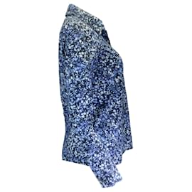 Autre Marque-Michael Kors Collection Chemise bleue en coton à fleurs Hansen-Bleu