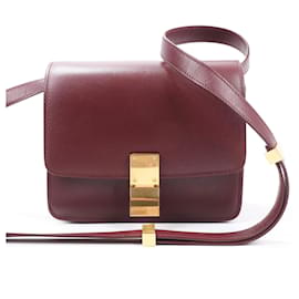 Céline-Bolsa de ombro pequena de couro CELINE Classic Box em Bordeaux-Bordeaux