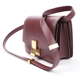 Céline-CELINE Classic Box kleine Umhängetasche aus Leder in Bordeaux-Bordeaux