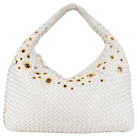 Bottega Veneta-Bolsa de ombro com ilhós Bottega Veneta Intrecciato-Branco