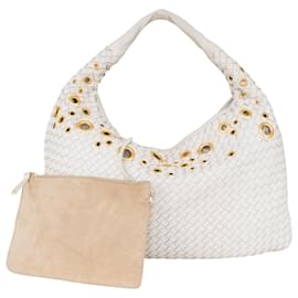 Bottega Veneta-Bolsa de ombro com ilhós Bottega Veneta Intrecciato-Branco