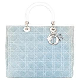 Dior-Christian Dior – Lady Dior – Handtasche aus blauem Denim-Blau