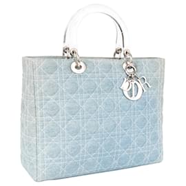 Dior-Christian Dior Blue Denim Lady Dior Handbag-Blue