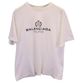 Balenciaga-Balenciaga Logo T-Shirt in White Cotton-White