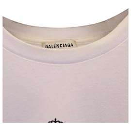 Balenciaga-Camiseta con logo de Balenciaga en algodón blanco-Blanco