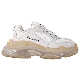 Balenciaga-Balenciaga Triple S Sneakers aus weißem Polyester-Weiß