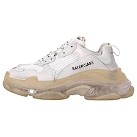 Balenciaga-Balenciaga Triple S Sneakers aus weißem Polyester-Weiß