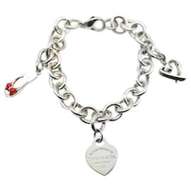 Tiffany & Co-Tiffany & Co. Charm-Armband mit 3 Charms aus Sterlingsilber-Silber,Metallisch