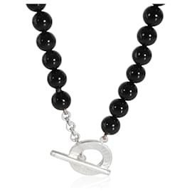 Tiffany & Co-Tiffany & Co. Onyx-Modehalskette aus Sterlingsilber-Silber,Metallisch