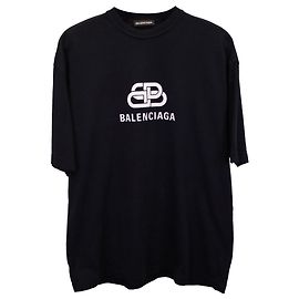 Camiseta Balenciaga Logo em Algodão Preto Preto