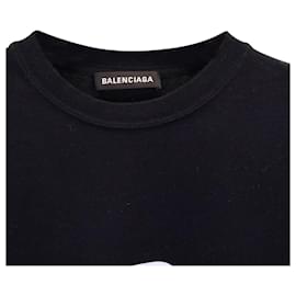 Balenciaga-T-Shirt Logo Balenciaga en Coton Noir-Noir