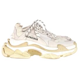 Balenciaga-Zapatillas Balenciaga Triple S en Poliéster Crema-Blanco,Crudo