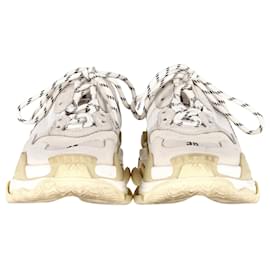 Balenciaga-Zapatillas Balenciaga Triple S en Poliéster Crema-Blanco,Crudo