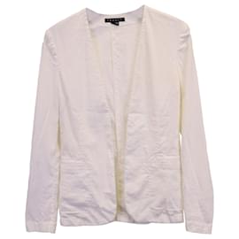 Theory-Theory Collarless Open-Front Blazer in White Cotton-White