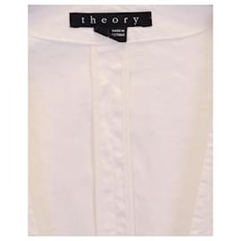 Theory-Theory Collarless Open-Front Blazer in White Cotton-White