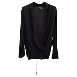 Theory-Theory – Bluse mit drapierter Vorderseite aus schwarzem Polyester-Schwarz