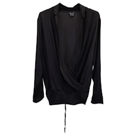 Theory-Theory Draped Front Blouse in Black Polyester-Black