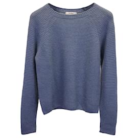 Max Mara-Max Mara Ciad Knit Sweater in Blue Cashmere and Silk-Blue