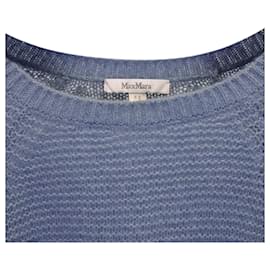 Max Mara-Max Mara Ciad Knit Sweater in Blue Cashmere and Silk-Blue