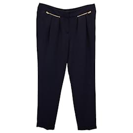 Maje-Maje Pleated Trousers in Navy Blue Acetate-Blue,Navy blue