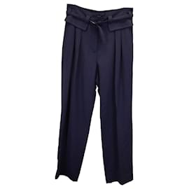 Apc-A.P.C. Bundfaltenhose aus marineblauer Wolle mit Gürtel-Blau,Marineblau