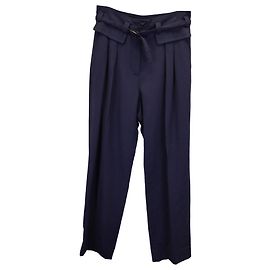 Apc A.P.C. Calça Plissada com Cinto em Lã Azul Marinho Azul Azul marinho
