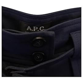 Apc-A.P.C. Belted Pleated Trousers in Navy Blue Wool-Blue,Navy blue