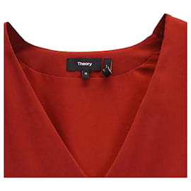 Theory-Vestido recto con cuello en V en triacetato rojo de Theory Ulyssa-Roja