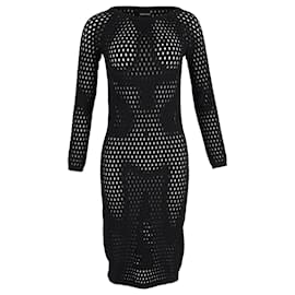 Tom Ford-Tom Ford Perforated Dress in Black Wool-Black