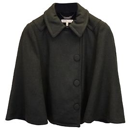 See by Chloé Short Cape Coat in Green Wool Green