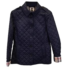 Burberry-Burberry Quilted Jacket in Navy Blue Nylon-Navy blue