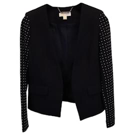 Michael Kors-Michael Kors Studded Sleeve Blazer in Black Polyester-Black