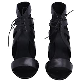 Givenchy-Givenchy Cut-Out Lace-Up Sandals in Black Leather-Black