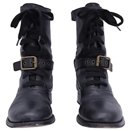 Chloé-Chloé Otto Moto Combat Boots in Black Leather-Black