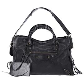 Balenciaga-Bolso mediano Balenciaga City Classic Studs en cuero negro-Negro