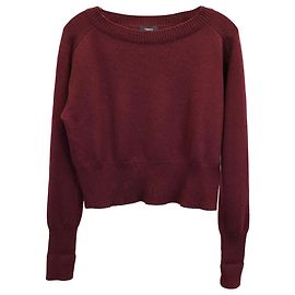 Theory Strickpullover aus burgunderfarbener Wolle Rot Bordeaux