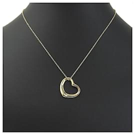 Tiffany & Co-Tiffany & Co 18K Elsa Peretti Collier pendentif coeur ouvert Collier en métal en excellent état-Autre